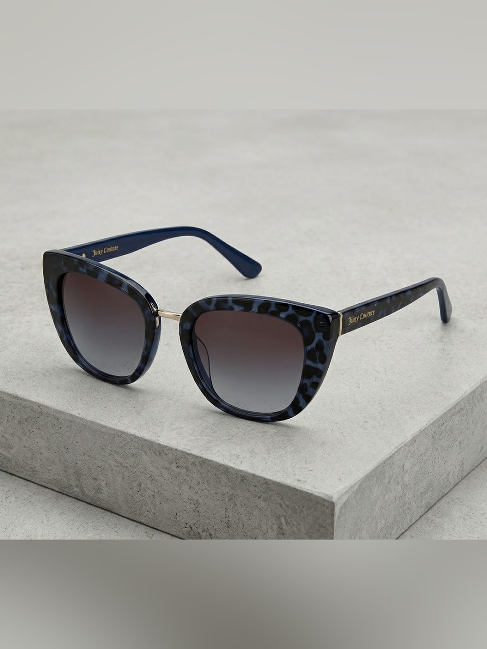 Juicy Couture Black and Blue Leopard Print Sunglasses Like New